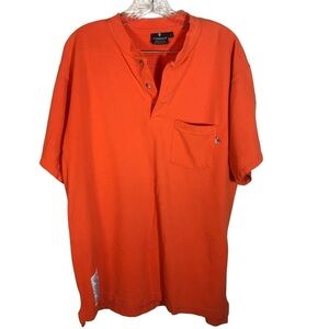 Tyndale FR flame resistant orange short sleeve Henley work shirt men’s size L